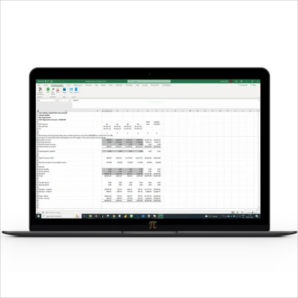 Excel Spreadsheet: VAT Partial Exemption Calculator